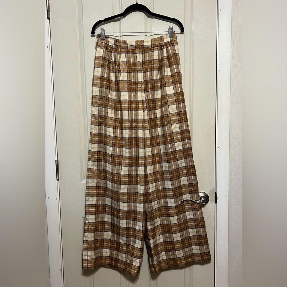 NWT Hutch Plaid Wide-leg pants
